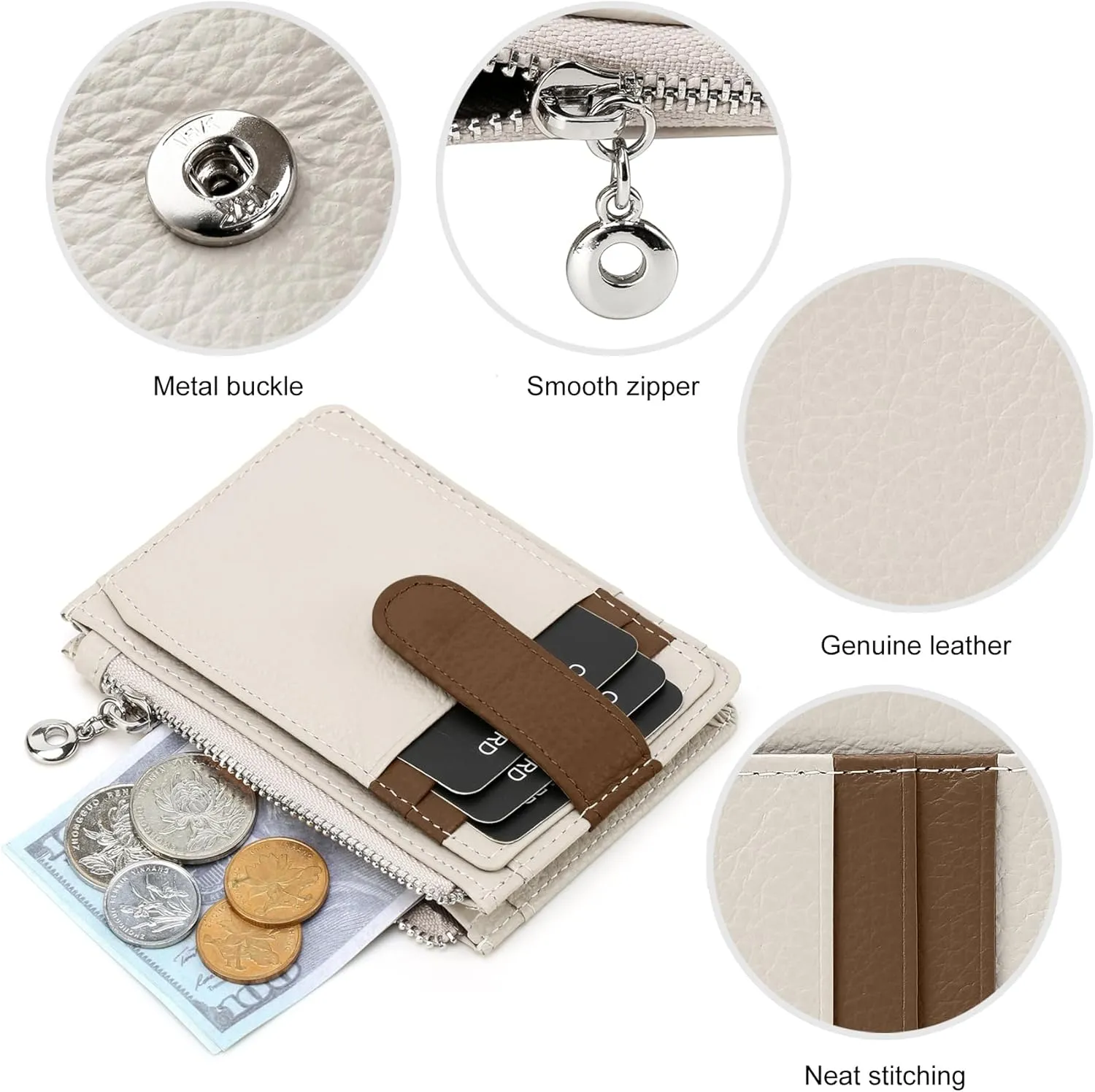 Slim Wallet for Women Thin Womens Card Holder RFID Blocking Genuine Leather Small Wallets