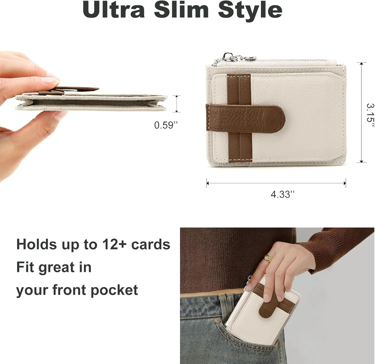 Slim Wallet for Women Thin Womens Card Holder RFID Blocking Genuine Leather Small Wallets