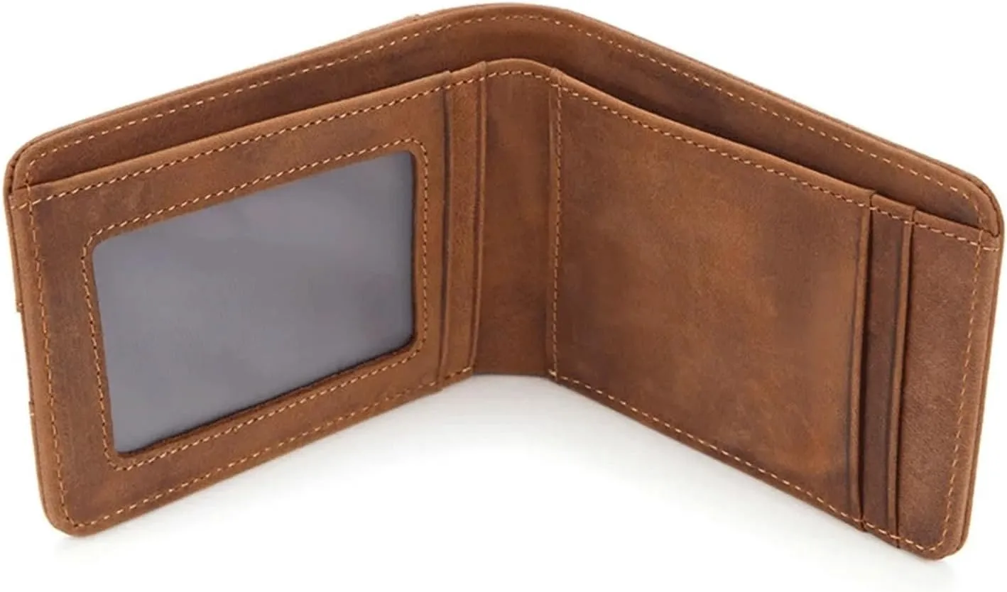 Slim Wallets for Men Crazy Horse Cow Leather Short Mini Men Wallet Thin Male Purse purse