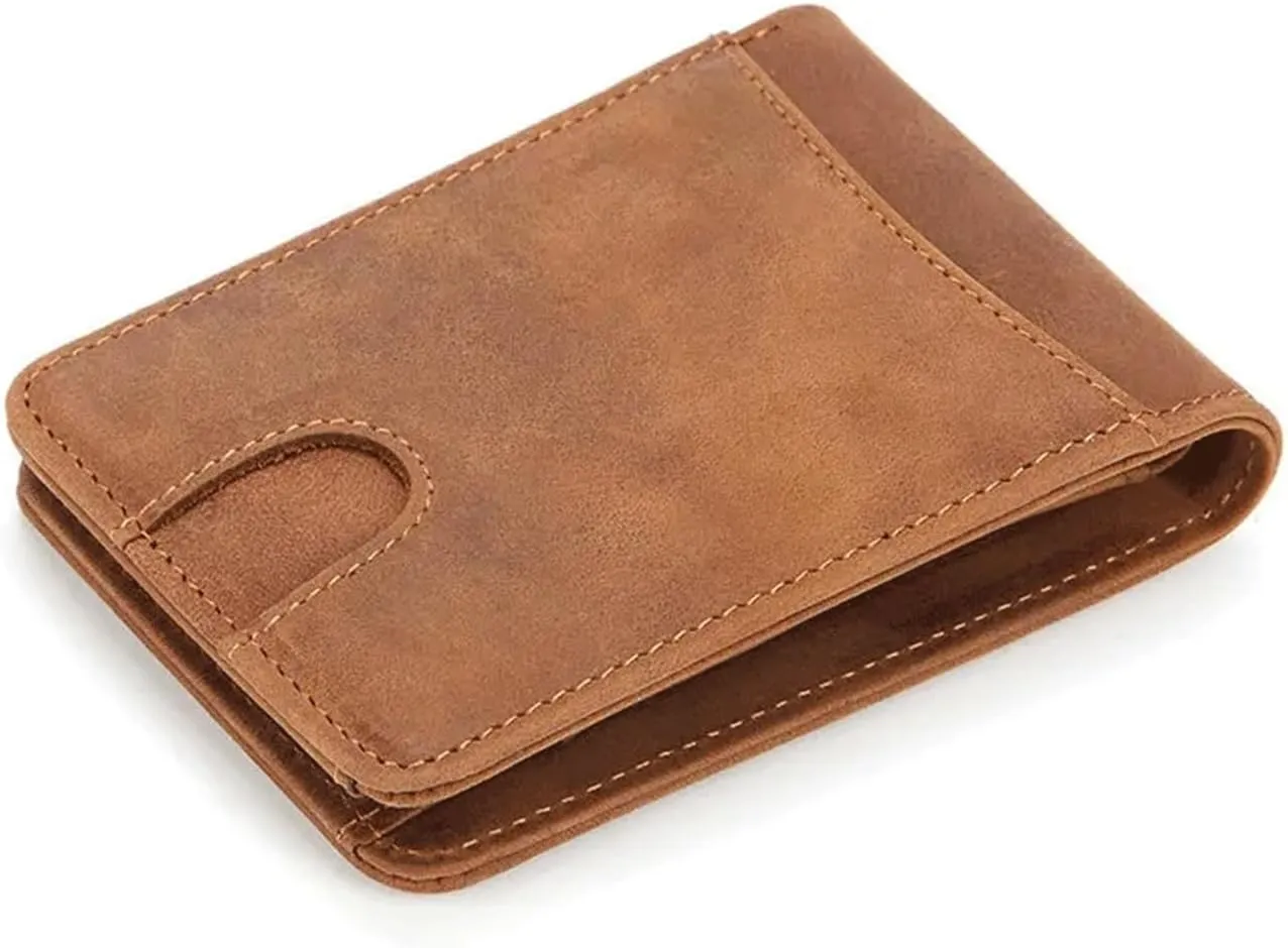 Slim Wallets for Men Crazy Horse Cow Leather Short Mini Men Wallet Thin Male Purse purse