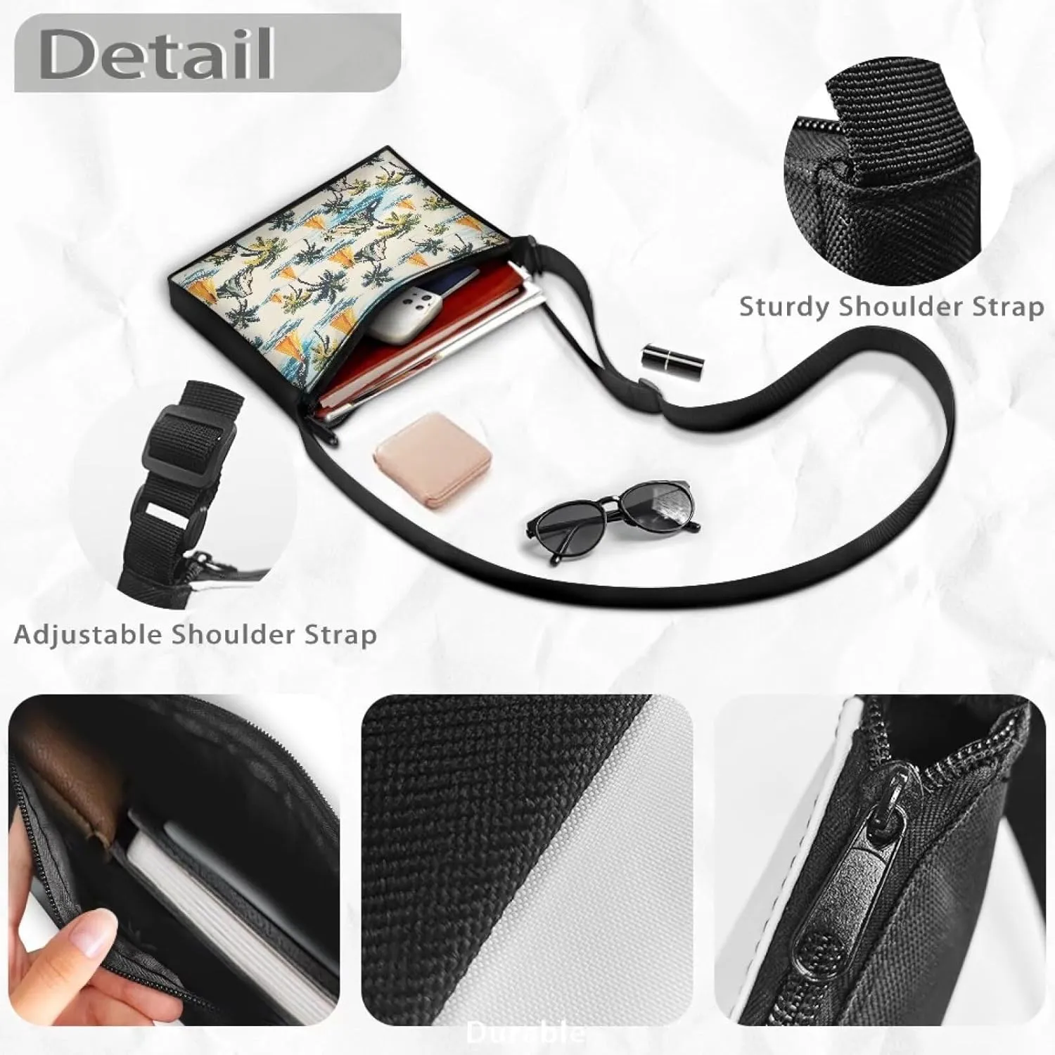Sling Bag Small Crossbody Backpack Shoulder Bag for Women Men Trendy Adjustable Shoulder Strap Travel Bag Zippered