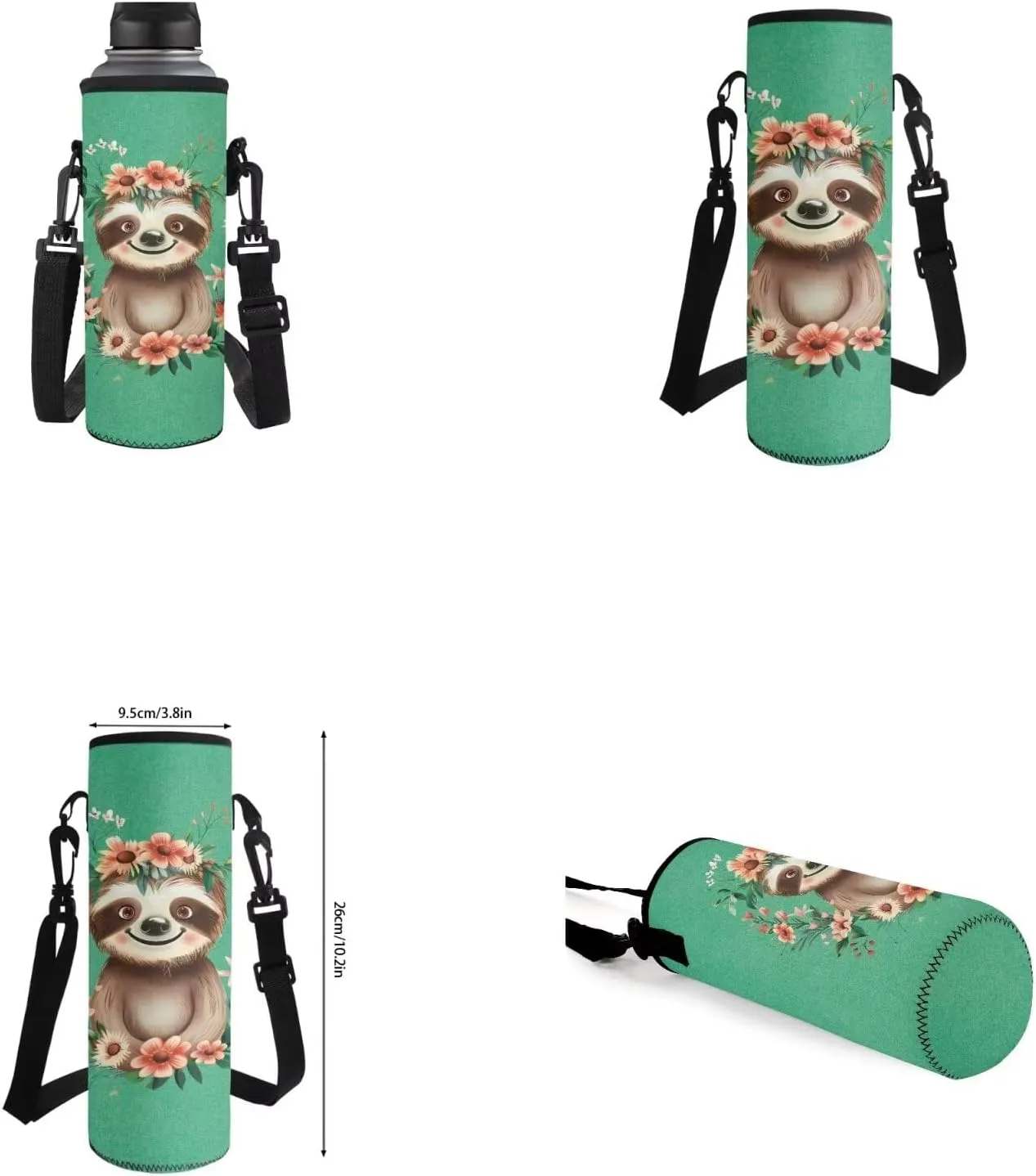 Sloth Backpacks for Girls with Lunch Bag Green Book Bag for Girls 10-12 Elementary Middle School Backpack Set 4 in 1 Lightweight Shoulder Bags Daypack