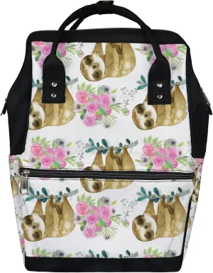 Sloth Jungle Leaves Diaper Bag Backpack Waterproof Backpack Baby Nappy Changing Bag for Travel Large Capacity Durable and Stylish for Woman