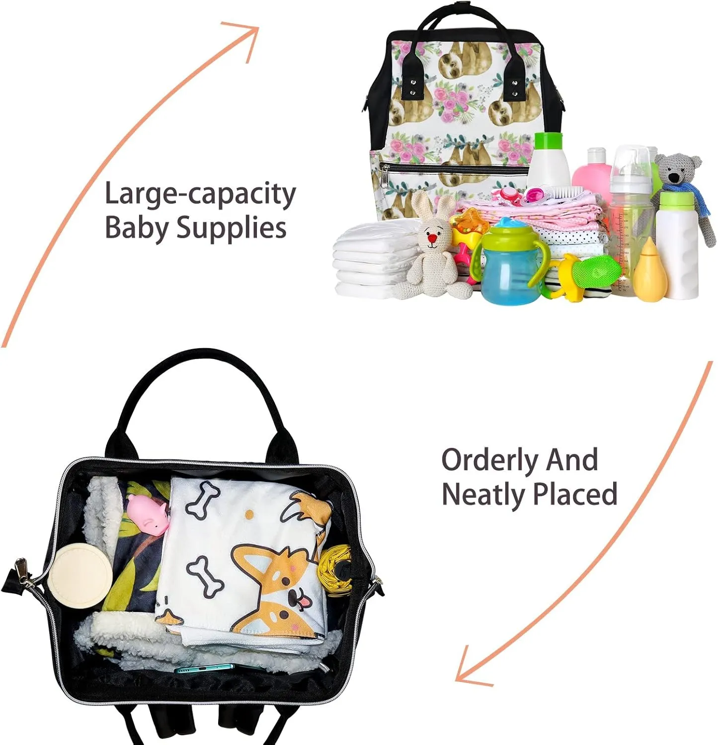 Sloth Jungle Leaves Diaper Bag Backpack Waterproof Backpack Baby Nappy Changing Bag for Travel Large Capacity Durable and Stylish for Woman