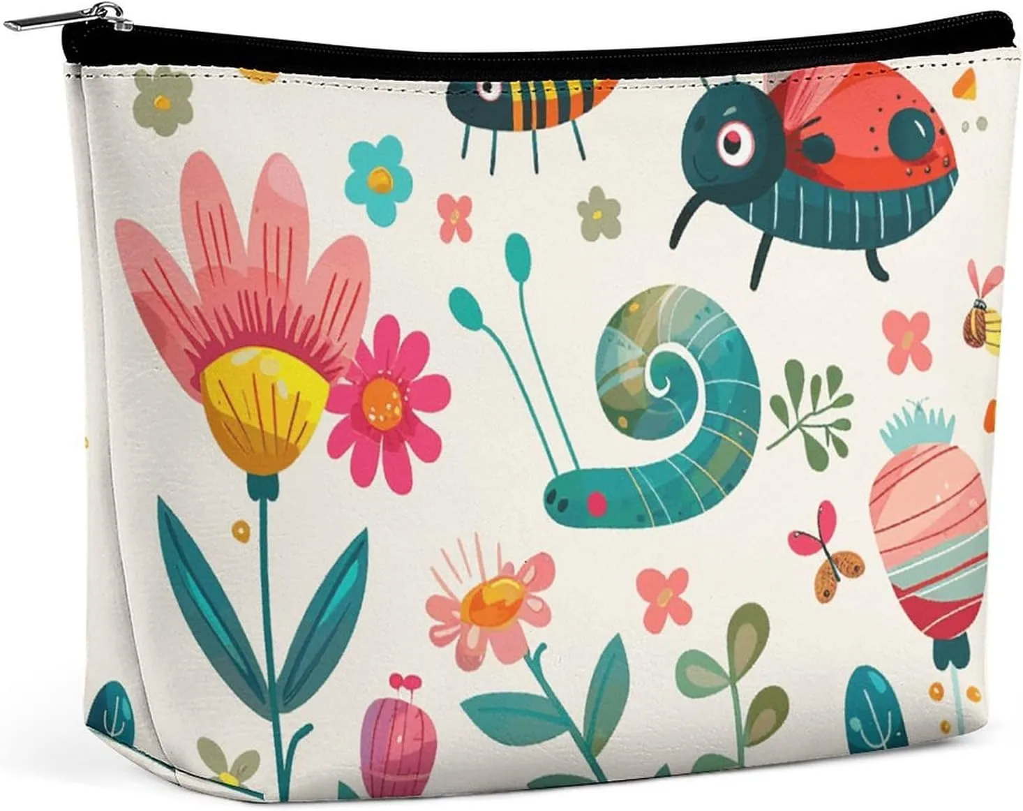 Small Cosmetic Bag Elegant Roomy Cartoon Small Insect Makeup Bags Portable Zipper Pouch Lipstick Bag Travel Toiletry Bag for Best Friend Gift