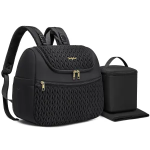 Small Diaper Bag Backpack, Mini Baby Bag, Breast Pump Backpack for Spectra S1 S2 Medela with Cooler Storage for Working Mom, Black