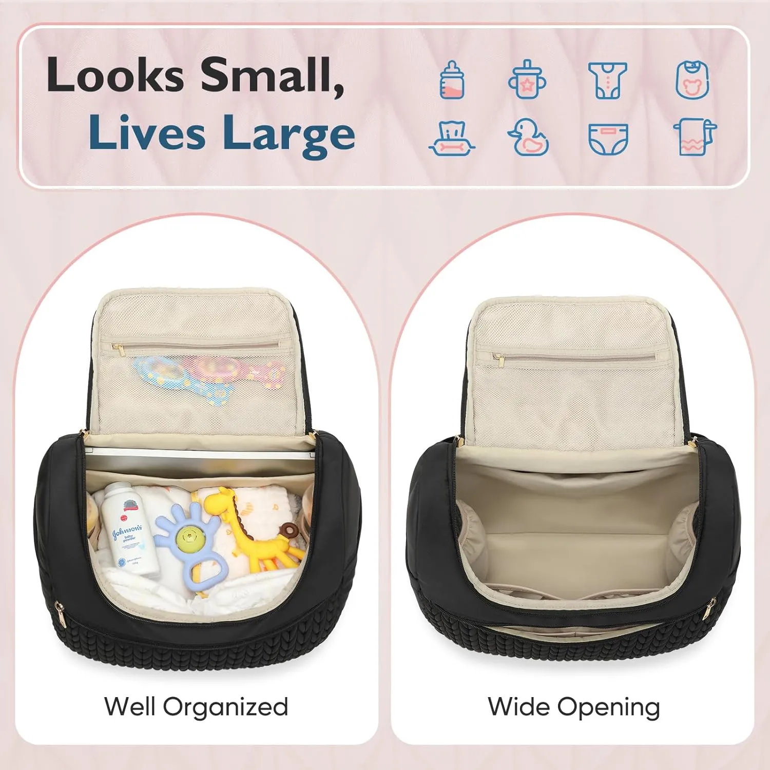 Small Diaper Bag Backpack, Mini Baby Bag, Breast Pump Backpack for Spectra S1 S2 Medela with Cooler Storage for Working Mom, Black