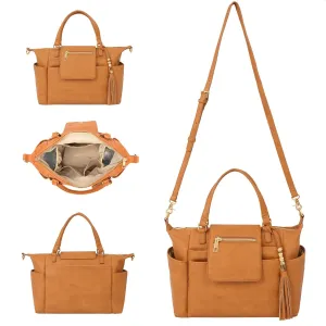 Small Diaper Bag,Mini Diaper Bag Tote, Leather Crossbody Diaper Bag Clutch with 12 Pocekts Diaper Bag Purses for Women Girls,Crossbody Strap,2 Insulated Pockets,Honey
