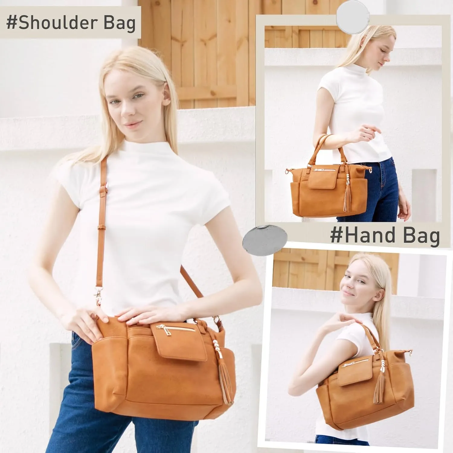 Small Diaper Bag,Mini Diaper Bag Tote, Leather Crossbody Diaper Bag Clutch with 12 Pocekts Diaper Bag Purses for Women Girls,Crossbody Strap,2 Insulated Pockets,Honey