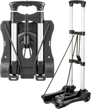 Small Folding Hand Truck Dolly with 2 Wheels, Lightweight Aluminum Foldable Luggage Cart, Collapsible Cart Portable Dolly for Airport Travel Moving Use
