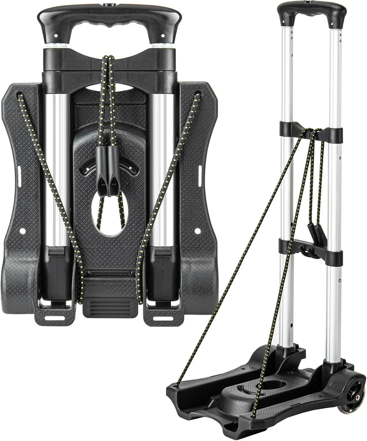 Small Folding Hand Truck Dolly with 2 Wheels, Lightweight Aluminum Foldable Luggage Cart, Collapsible Cart Portable Dolly for Airport Travel Moving Use