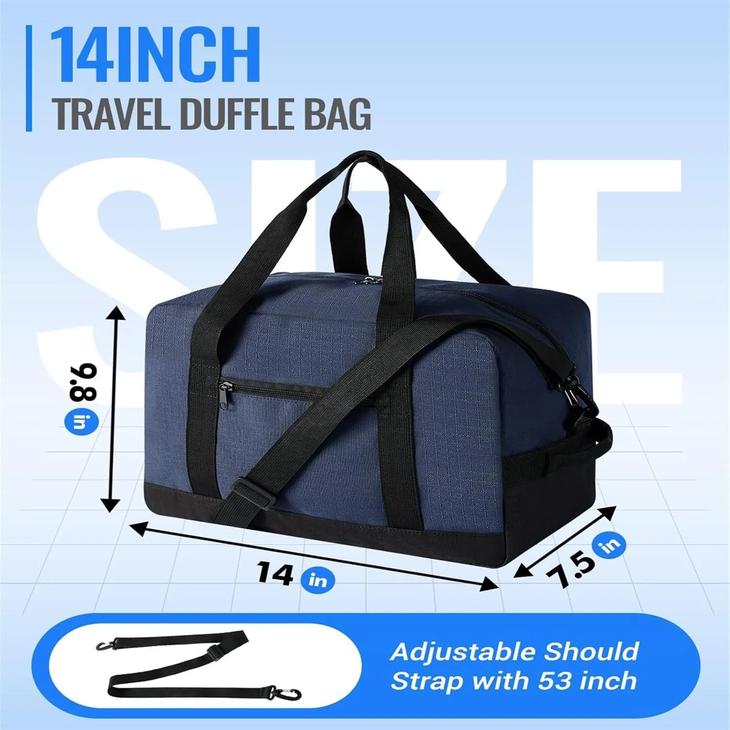 Small Gym Bag 14 Inch Mini Duffel Bag Carry On Bag Lightweight TravelBag Carry On Luggage For Women And Men For Trips Or Sports (Blue, One Size)