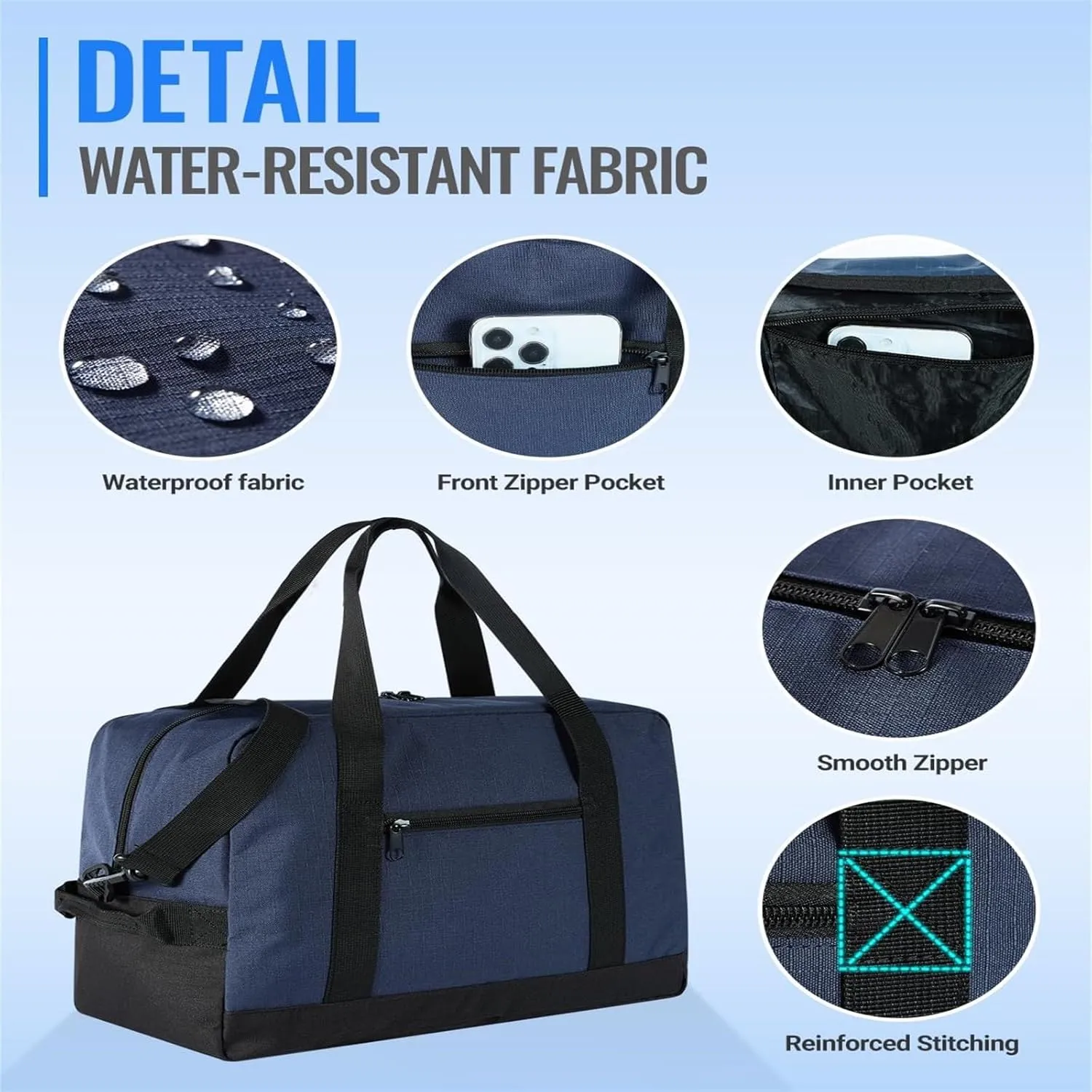Small Gym Bag 14 Inch Mini Duffel Bag Carry On Bag Lightweight TravelBag Carry On Luggage For Women And Men For Trips Or Sports (Blue, One Size)
