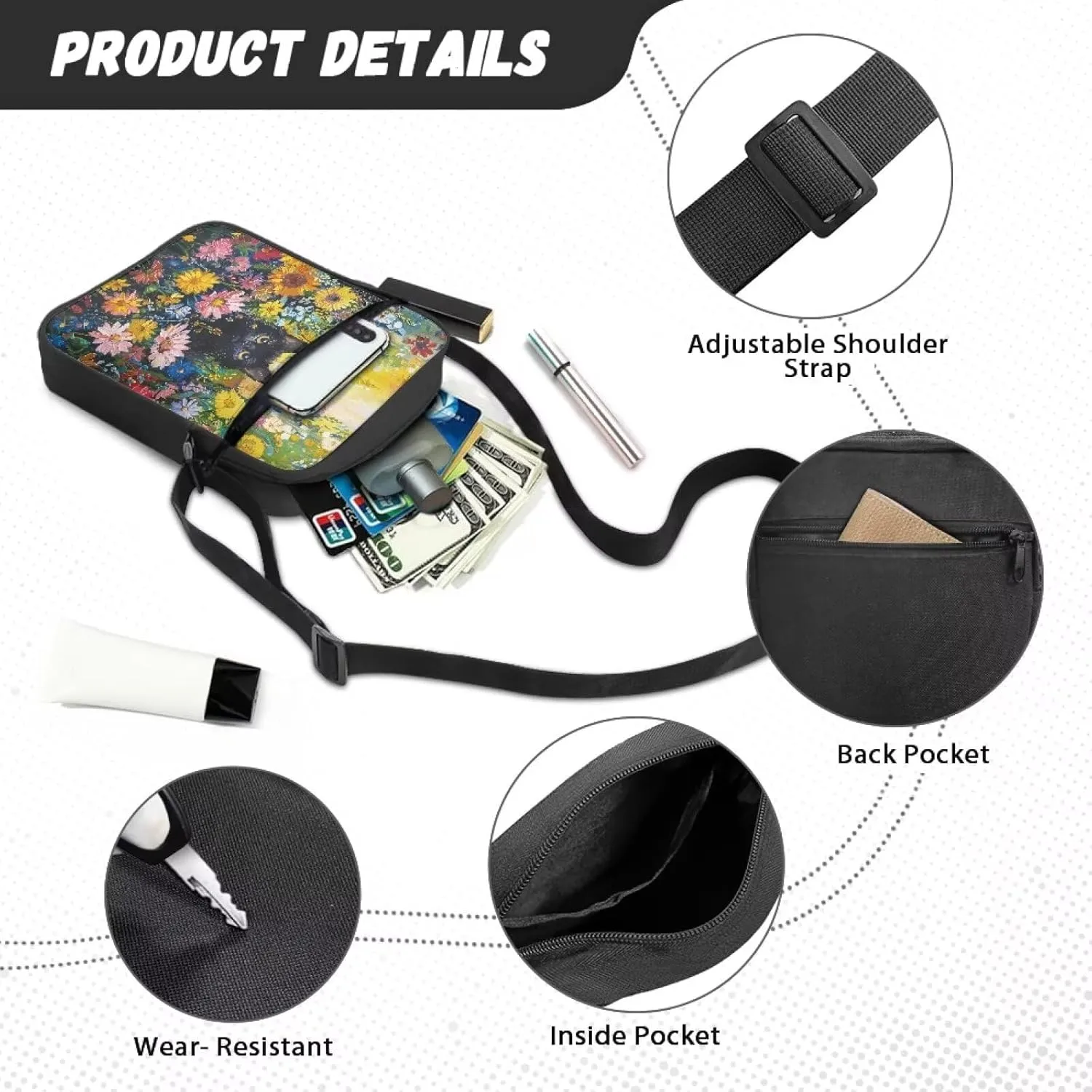 Small Messenger Bag for Men Women Cell Phone Purses Satchel Handbags Unisex Shoulder Bag for Work Travel
