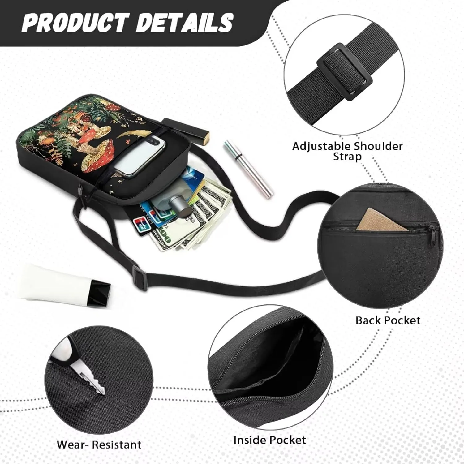 Small Messenger Bag for Men Women Wallet Purse Cell Phone Purse Shoulder Bag for Phone Passport