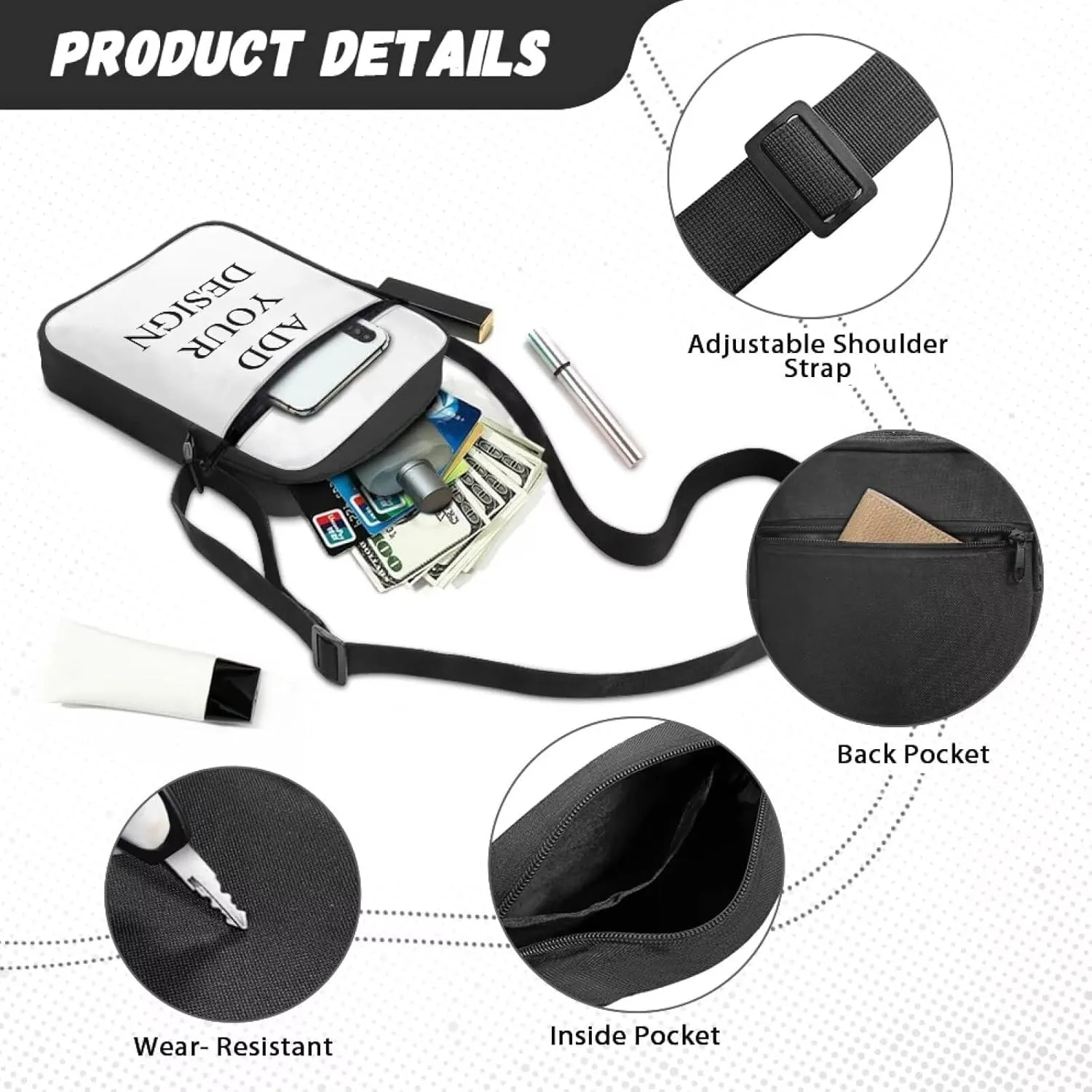 Small Messenger Bag for Men Women Wallet Purse Cell Phone Purse Shoulder Bag for Phone Passport