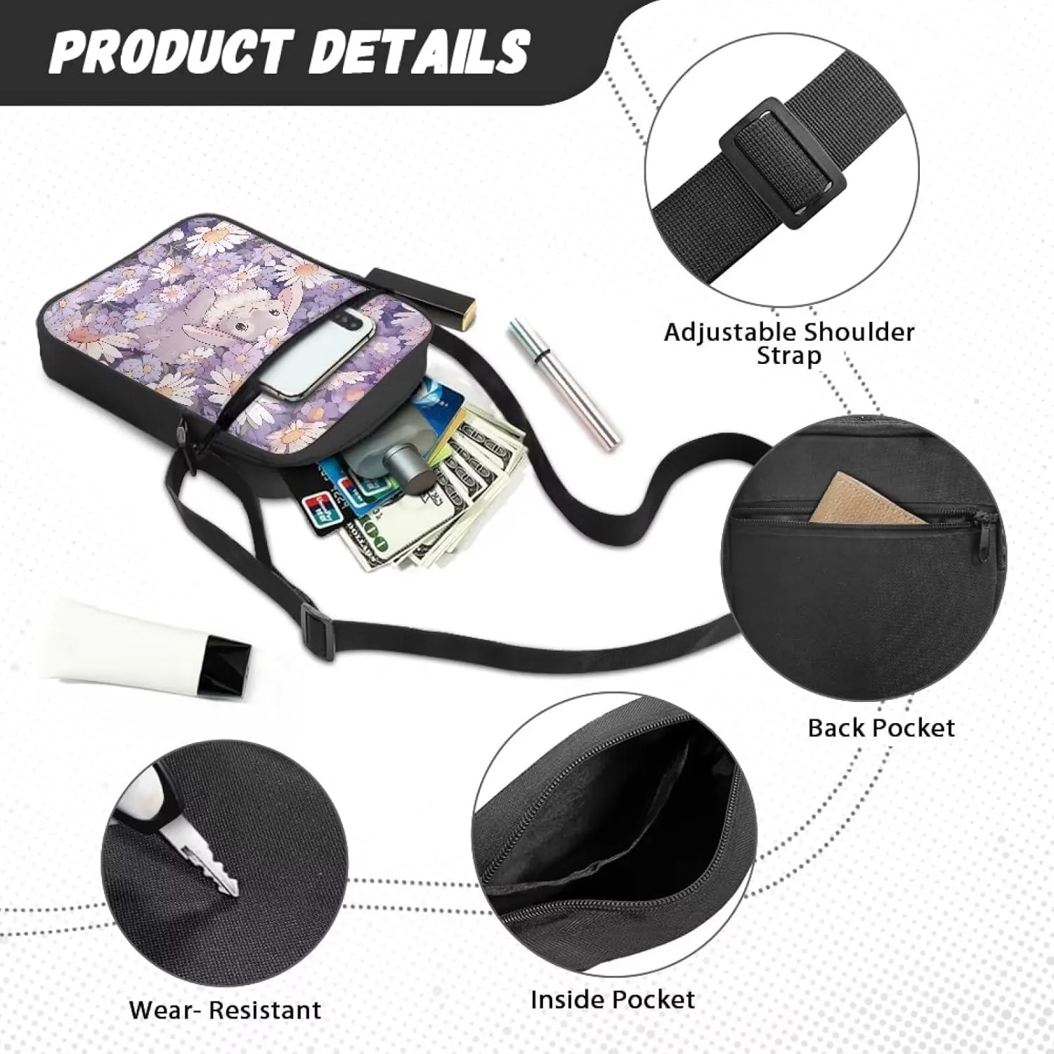 Small Messenger Bag for Men Women Wallet Purse Cell Phone Purse Unisex Shoulder Bag for Phone Passport
