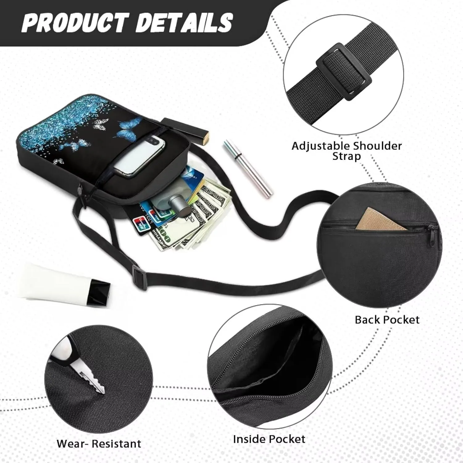 Small Messenger Bag for Men Women Wallet Purse Cell Phone Purse Unisex Shoulder Bag for Phone Passport