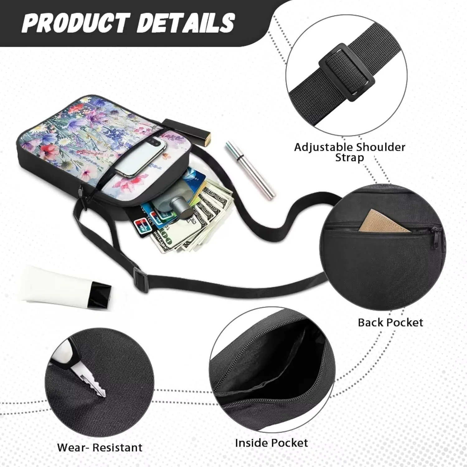 Small Messenger Bag for Men Women Wallet Purse Cell Phone Purse Unisex Shoulder Bag for Work Travel