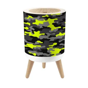 Small Trash Can with Lid Camouflage texture seamless pattern Abstract modern military for Round Press Top Garbage Can with Legs Trash Bin Waste Basket for Kitchen Bedroom Bathroom 7L/1.8 Gallon