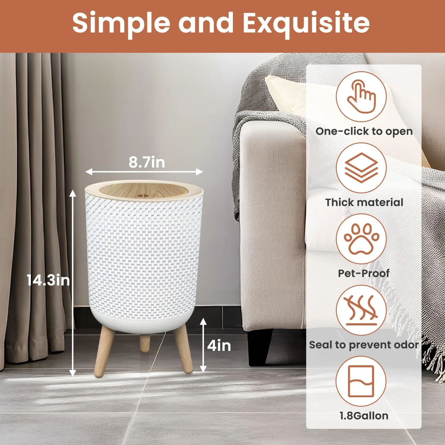 Small Trash Can with Lid Fishing net Seamless Soccer Football mesh Fishnet Texture 1.8 Gallon Dog Proof Trash Can Round Garbage Can Waste Bin Wastebasket for Bathroom Bedroom Kitchen