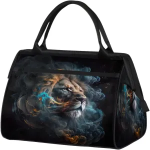 Smoke Floating Lion Travel Duffle Bag, Waterproof Duffel Bag Weekender Overnight Carry On Bag Lightweight Sport Gym Bag for Men Women