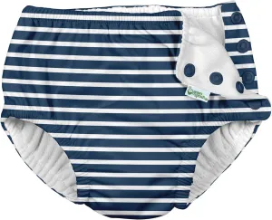 Snap Reusable Absorbent Swimsuit Diaper, Navy Stripe, 3T