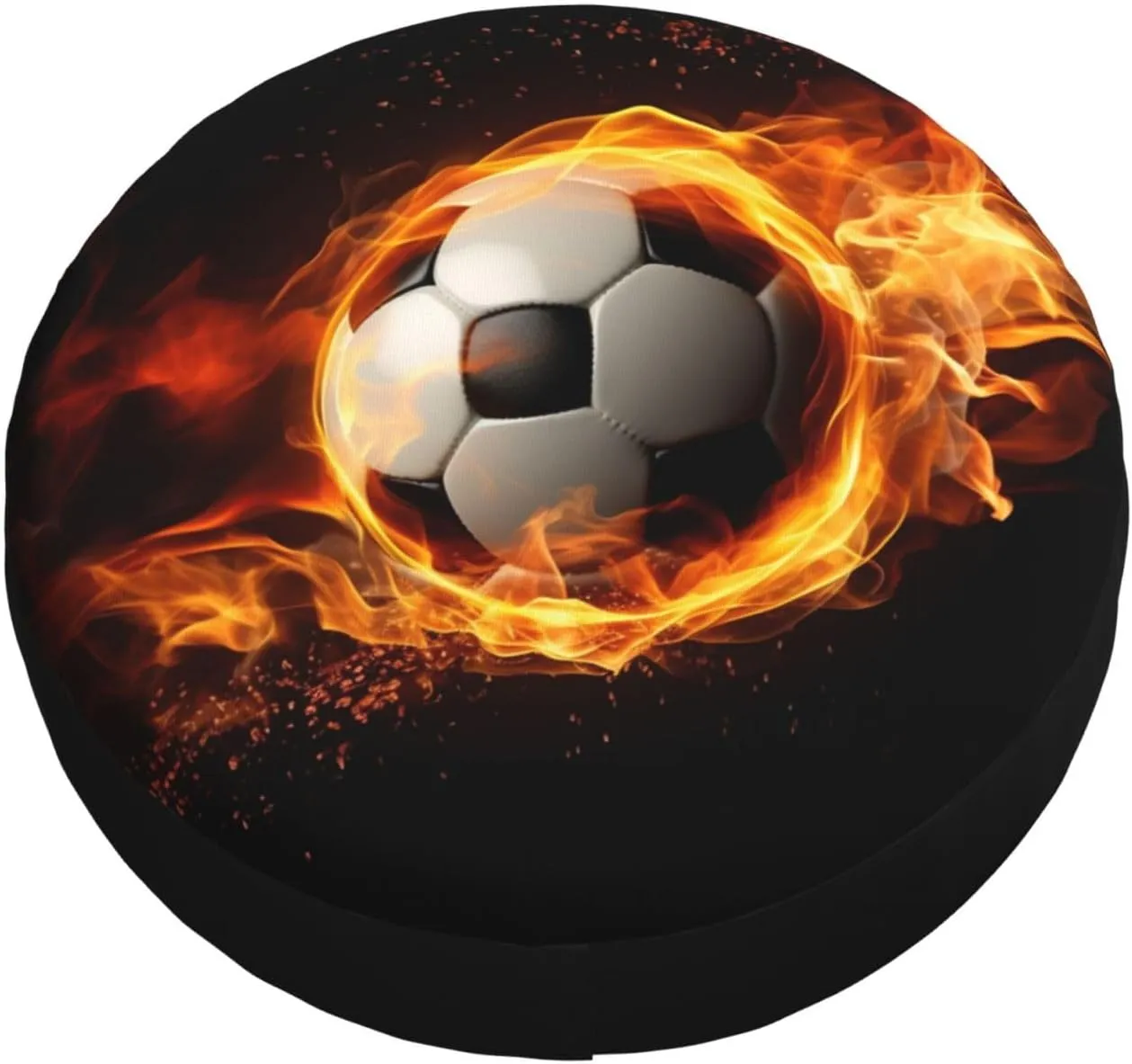 Soccer Flame Tire Cover Outdoor Waterproof Snow Sun Rain Wheel Cover Portable Wheel Bags Camper Spare Tire Cover Universal Car Tire Protectors for Trailer RV SUV