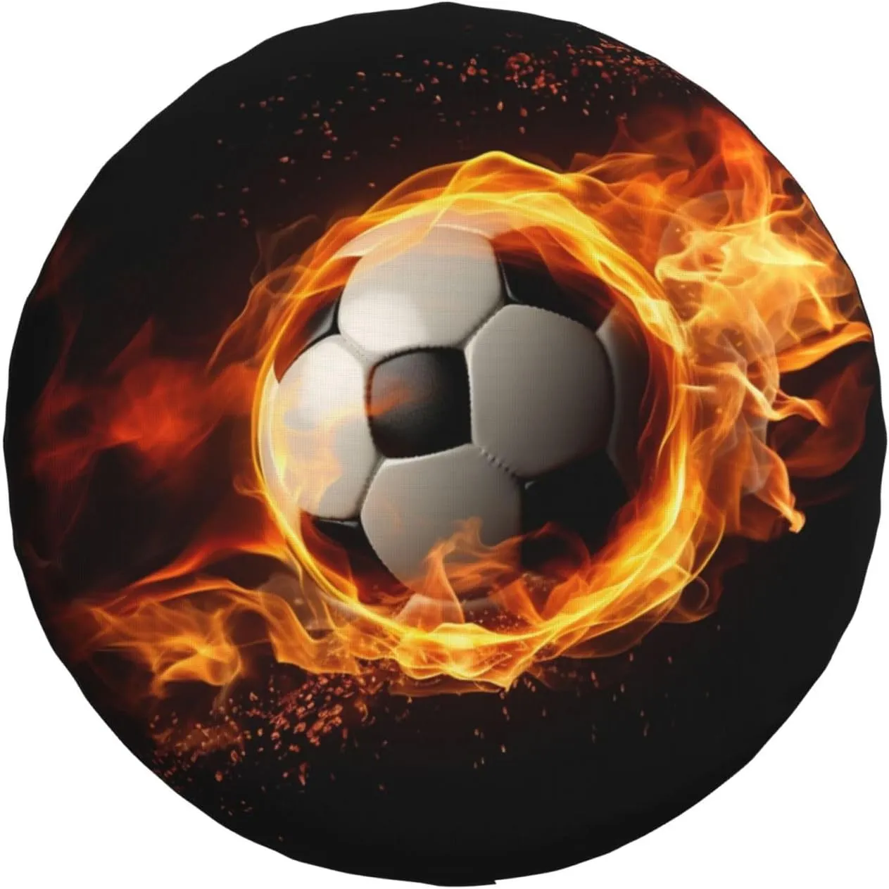 Soccer Flame Tire Cover Outdoor Waterproof Snow Sun Rain Wheel Cover Portable Wheel Bags Camper Spare Tire Cover Universal Car Tire Protectors for Trailer RV SUV