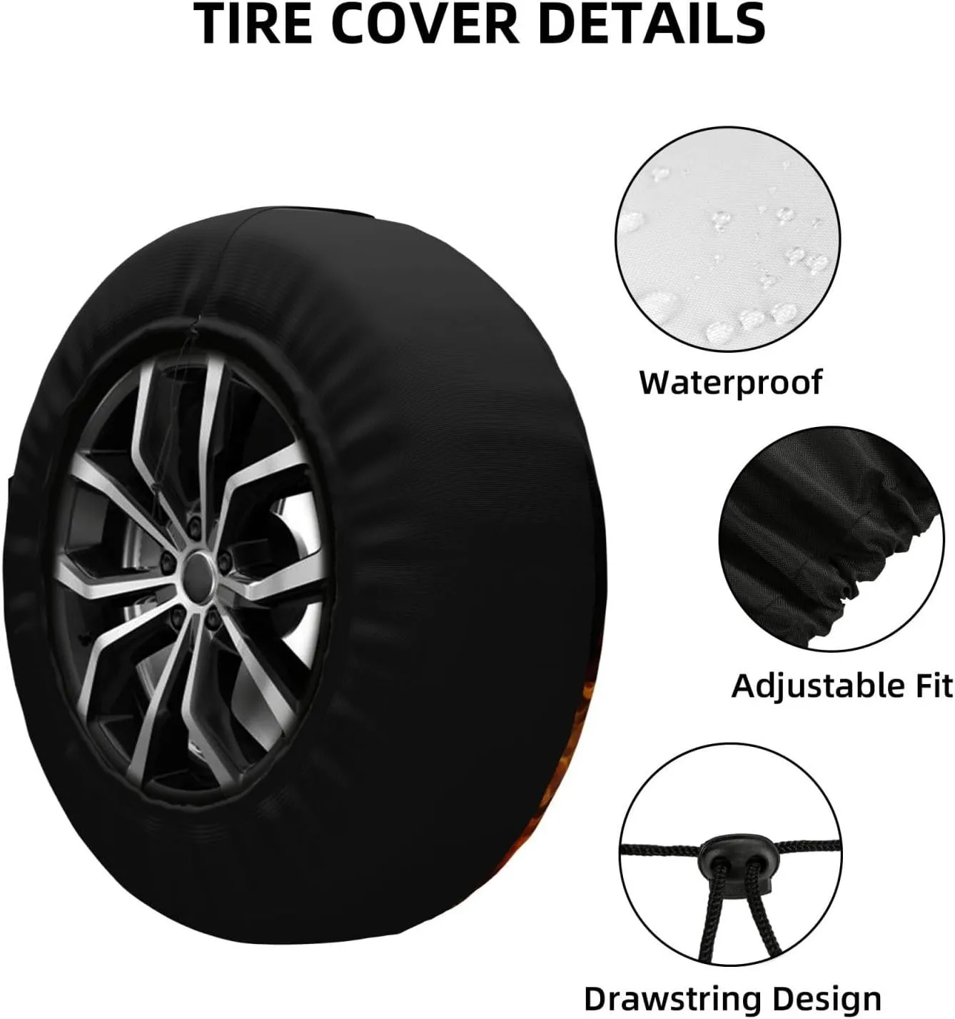 Soccer Flame Tire Cover Outdoor Waterproof Snow Sun Rain Wheel Cover Portable Wheel Bags Camper Spare Tire Cover Universal Car Tire Protectors for Trailer RV SUV