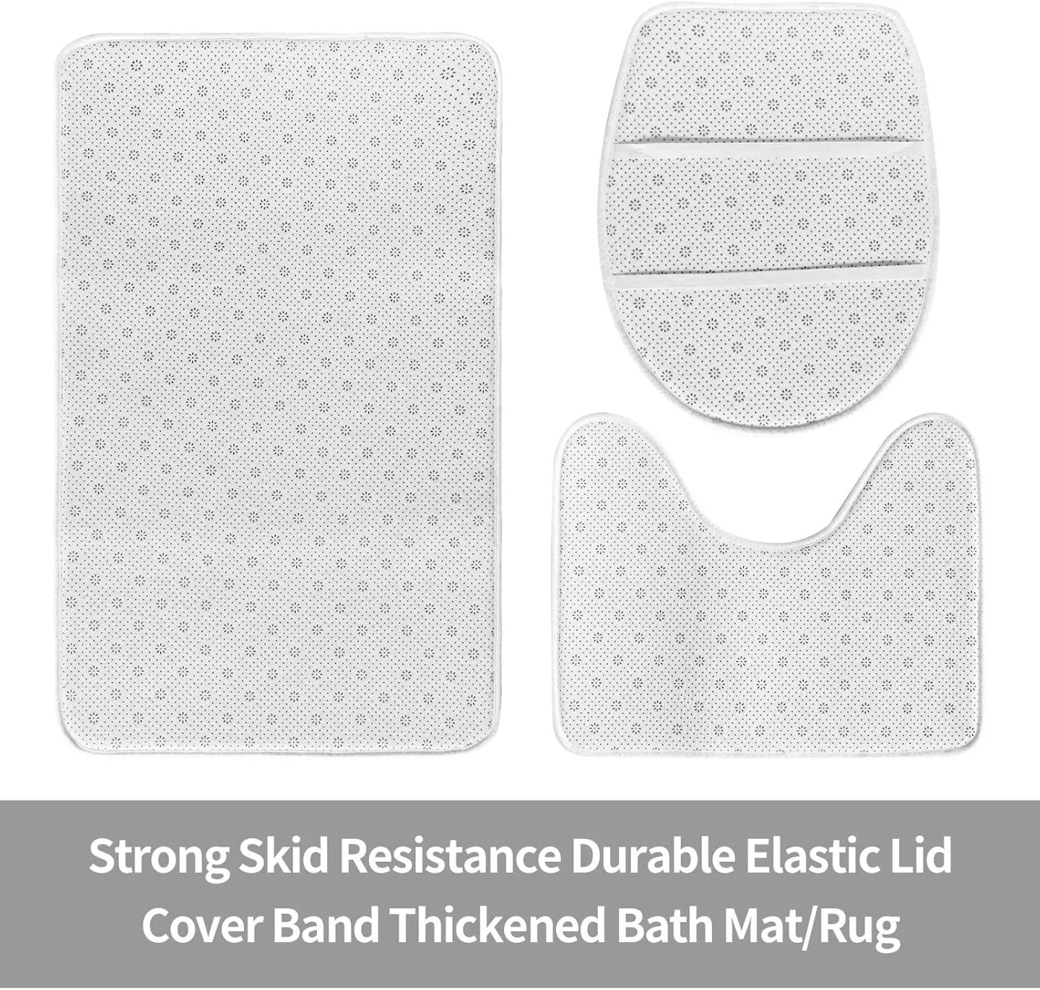 Soft and Comfortable Flannel Bathroom Non Slip Rugs,Super Absorbent Anti-Skid Carpet 3 Pieces/Set Cartoon Begonia