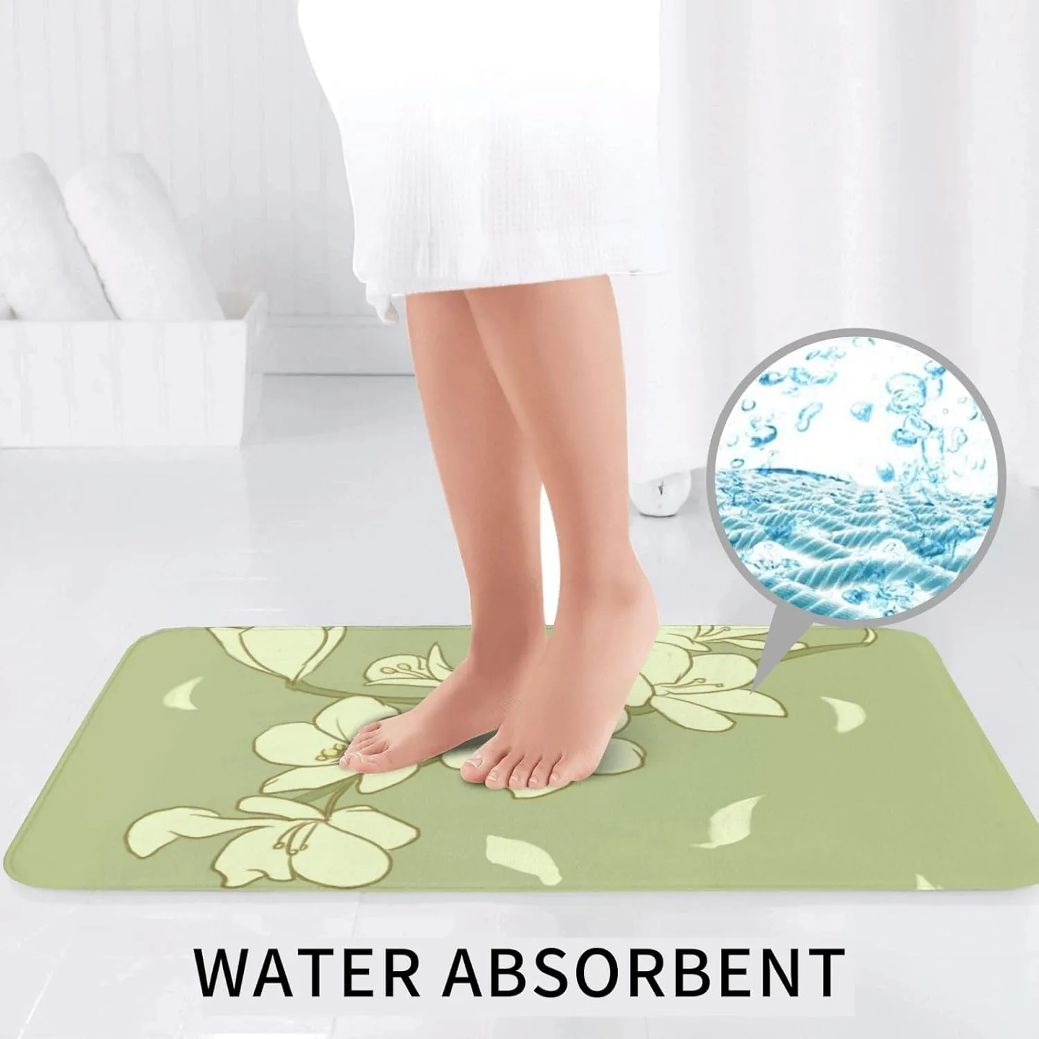 Soft and Comfortable Flannel Bathroom Non Slip Rugs,Super Absorbent Anti-Skid Carpet 3 Pieces/Set Cartoon Begonia