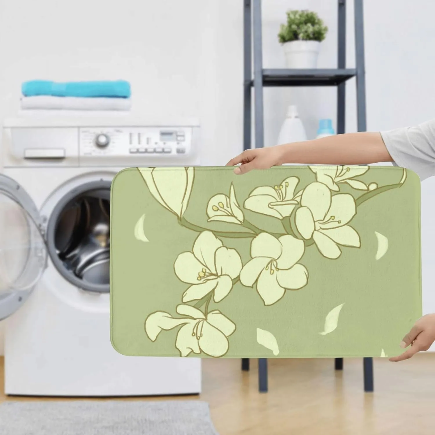 Soft and Comfortable Flannel Bathroom Non Slip Rugs,Super Absorbent Anti-Skid Carpet 3 Pieces/Set Cartoon Begonia