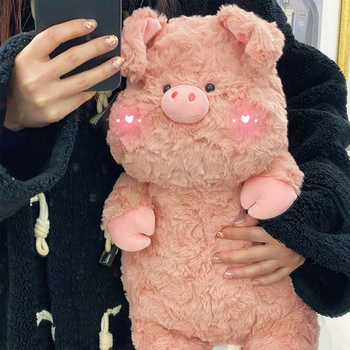 Soft Stuffed Animal Funny Pillow:Cute Pig Plush Sleeping Hugging Pillow for Kids Pillow Kitten Dolls Plush Toy Cuddly Gift for Girls Sense of Humor(17.7in)
