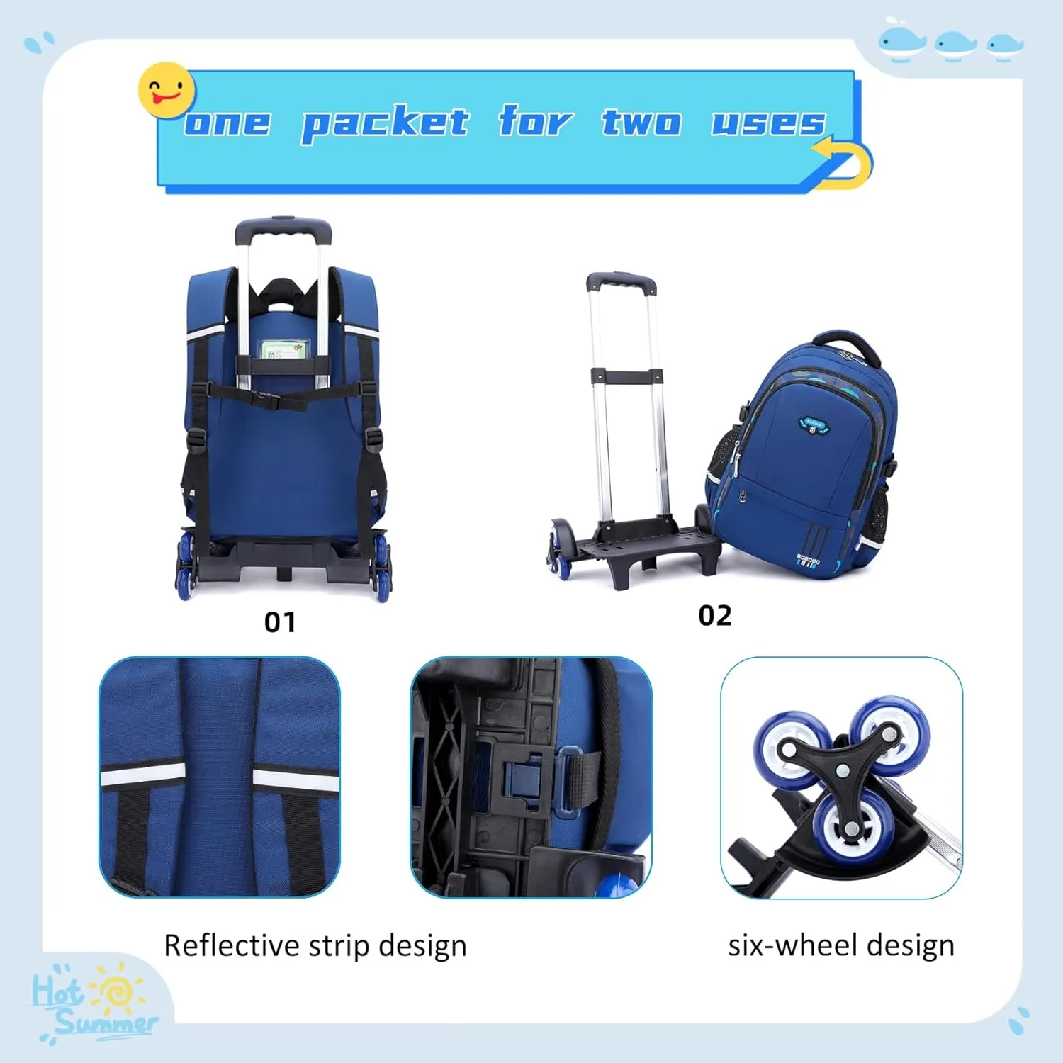 Solid Color Elemetary Rolling Backpack,Camo Prints Kids Wheeled School BookBag,Backpack with wheels for boys