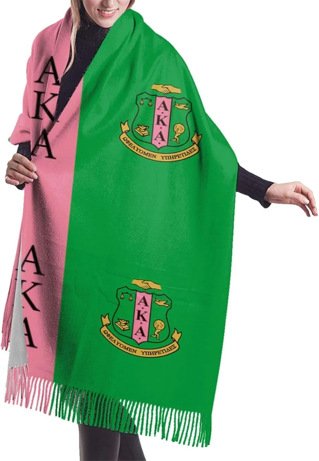 Sorority Gifts Cashmere - Like Cozy Wrap Scarf With Tassels For Women - Ideal For Special Occasions & Elegant Evening Dresses Society Gifts