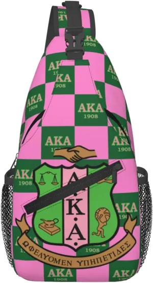 Sorority Gifts Paraphernalia Sling Bag Crossbody Travel Hiking Chest Backpack Shoulder Daypack For Women - Pink, 7.5 x 3.5 x 15.4 inches