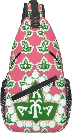 Sorority Gifts Paraphernalia Sling Bag Crossbody Travel Hiking Chest Daypack For Women - Pink, 7.5 x 3.5 x 15.4 inches