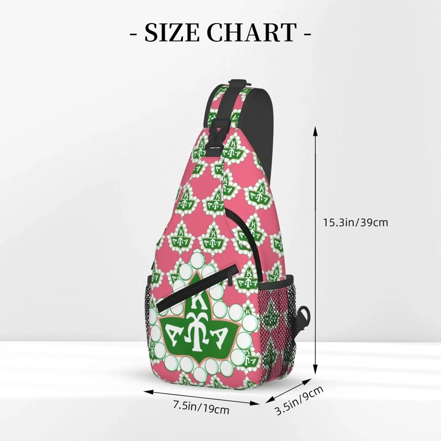 Sorority Gifts Paraphernalia Sling Bag Crossbody Travel Hiking Chest Daypack For Women - Pink, 7.5 x 3.5 x 15.4 inches