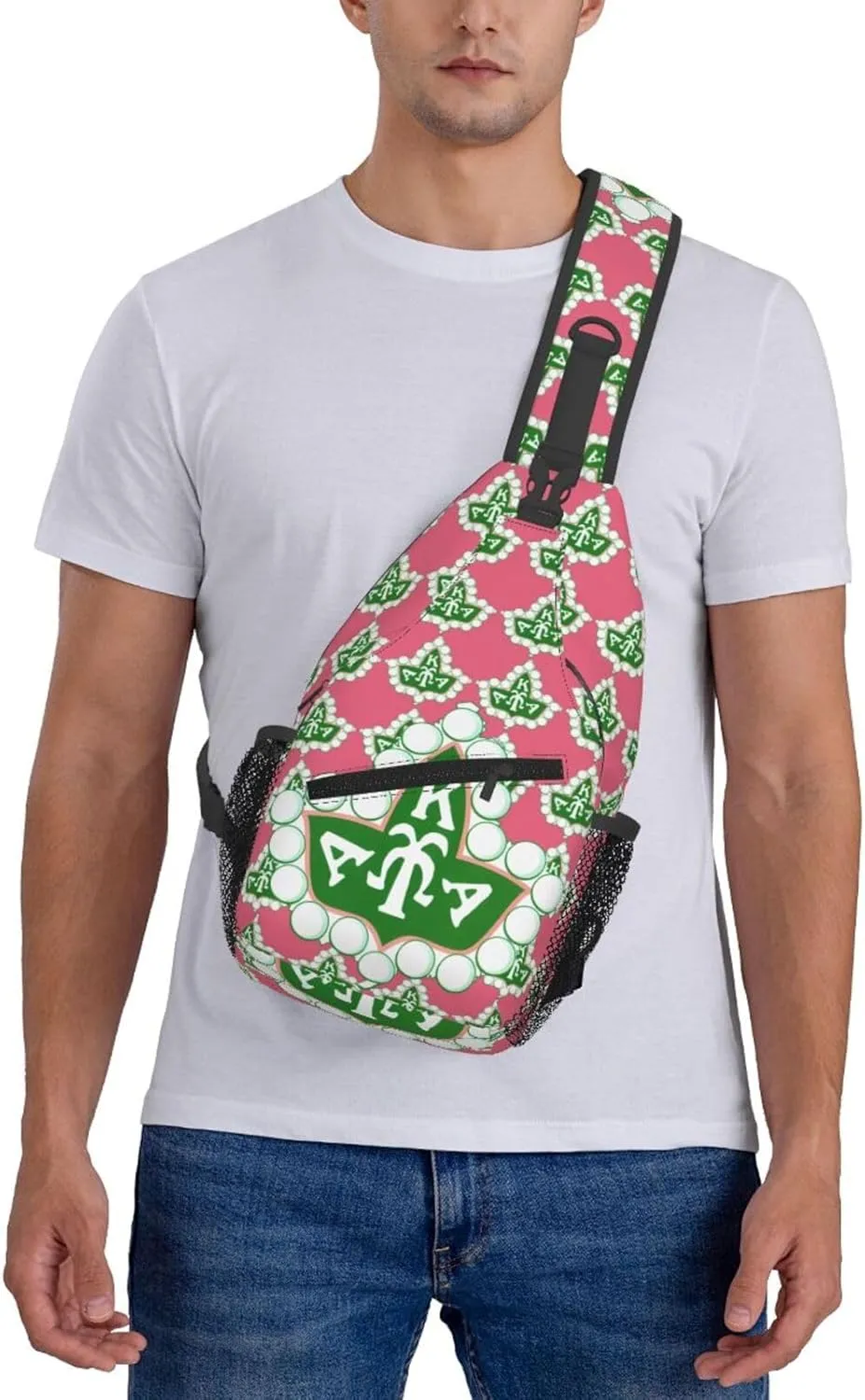 Sorority Gifts Paraphernalia Sling Bag Crossbody Travel Hiking Chest Daypack For Women - Pink, 7.5 x 3.5 x 15.4 inches