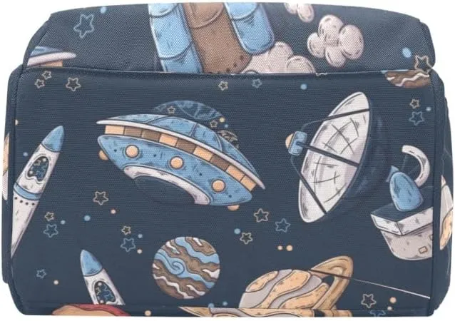 Space Spaceships Planets Personalized Diaper Bag Backpack,Custom Name Diaper Backpack Nursing Baby Mommy Bag for Boys Girls Shower Gift