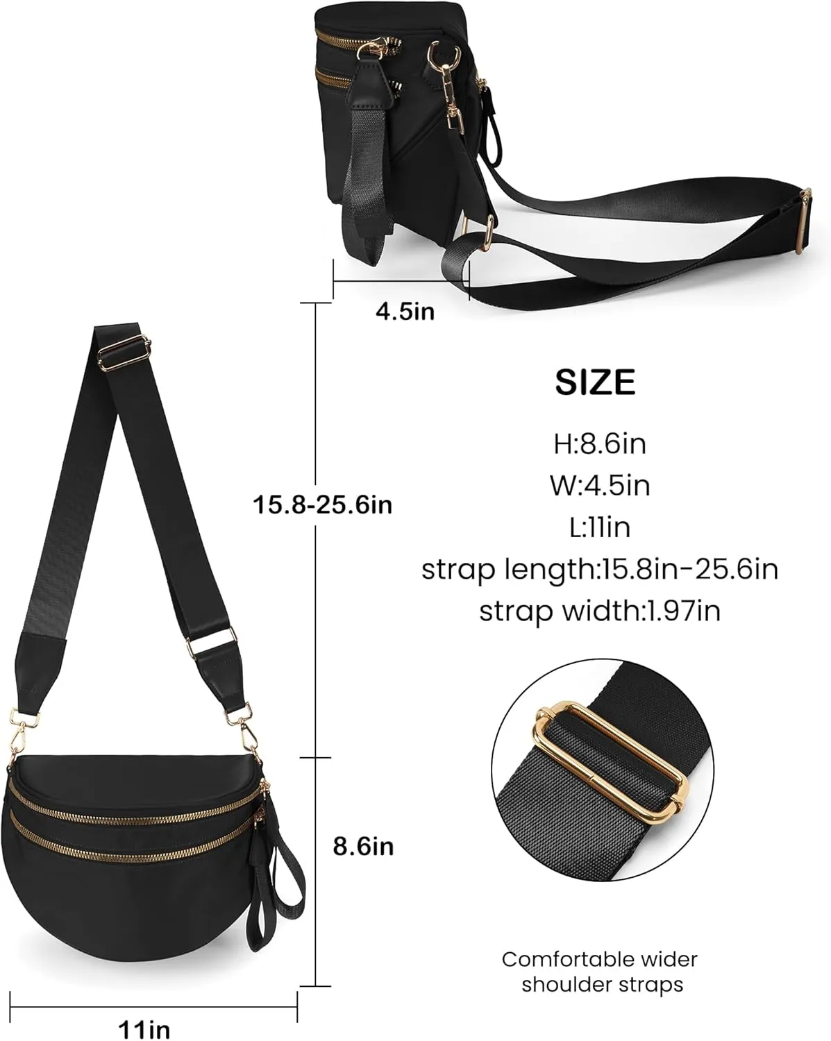 Spacious Nylon Crossbody Bag Bum Bag Handbags Wallets Purses Trendy Shoulder Bag for Women