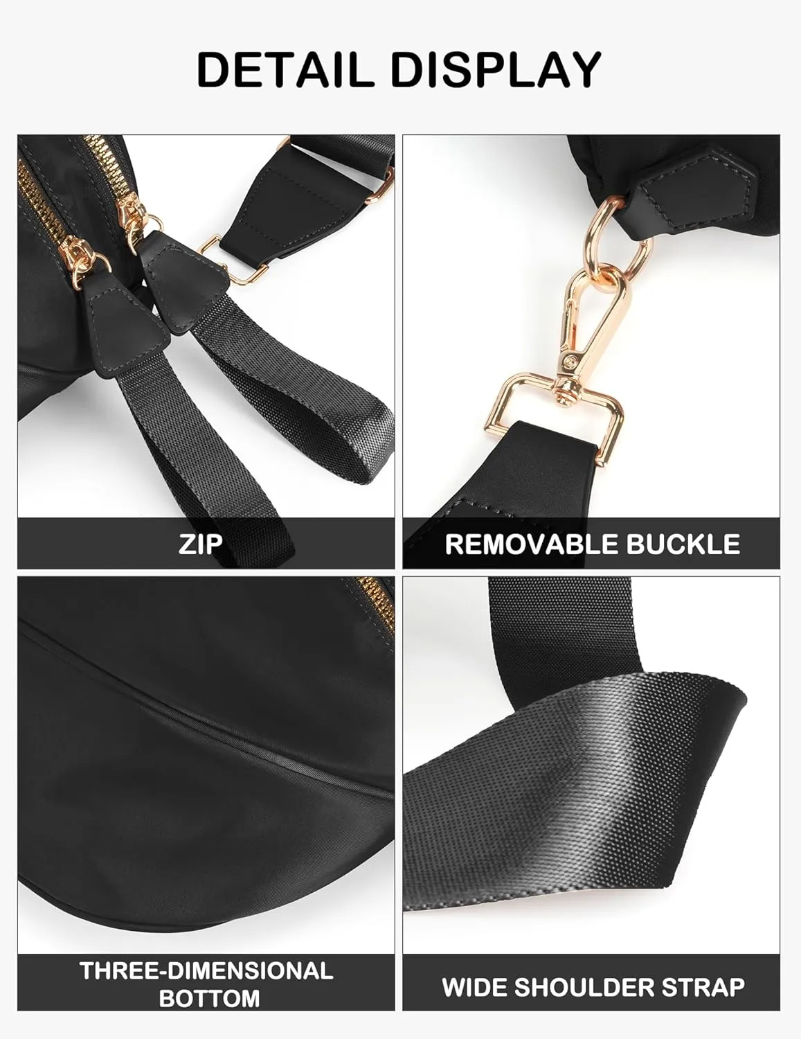 Spacious Nylon Crossbody Bag Bum Bag Handbags Wallets Purses Trendy Shoulder Bag for Women