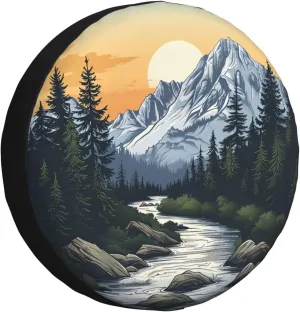 Spare Tire Cover Mountains Nature Sunset Scenery Wheel Covers Weatherproof Universal Wheel Protectors for Rv SUV Camper Travel Trailer 17 Inch