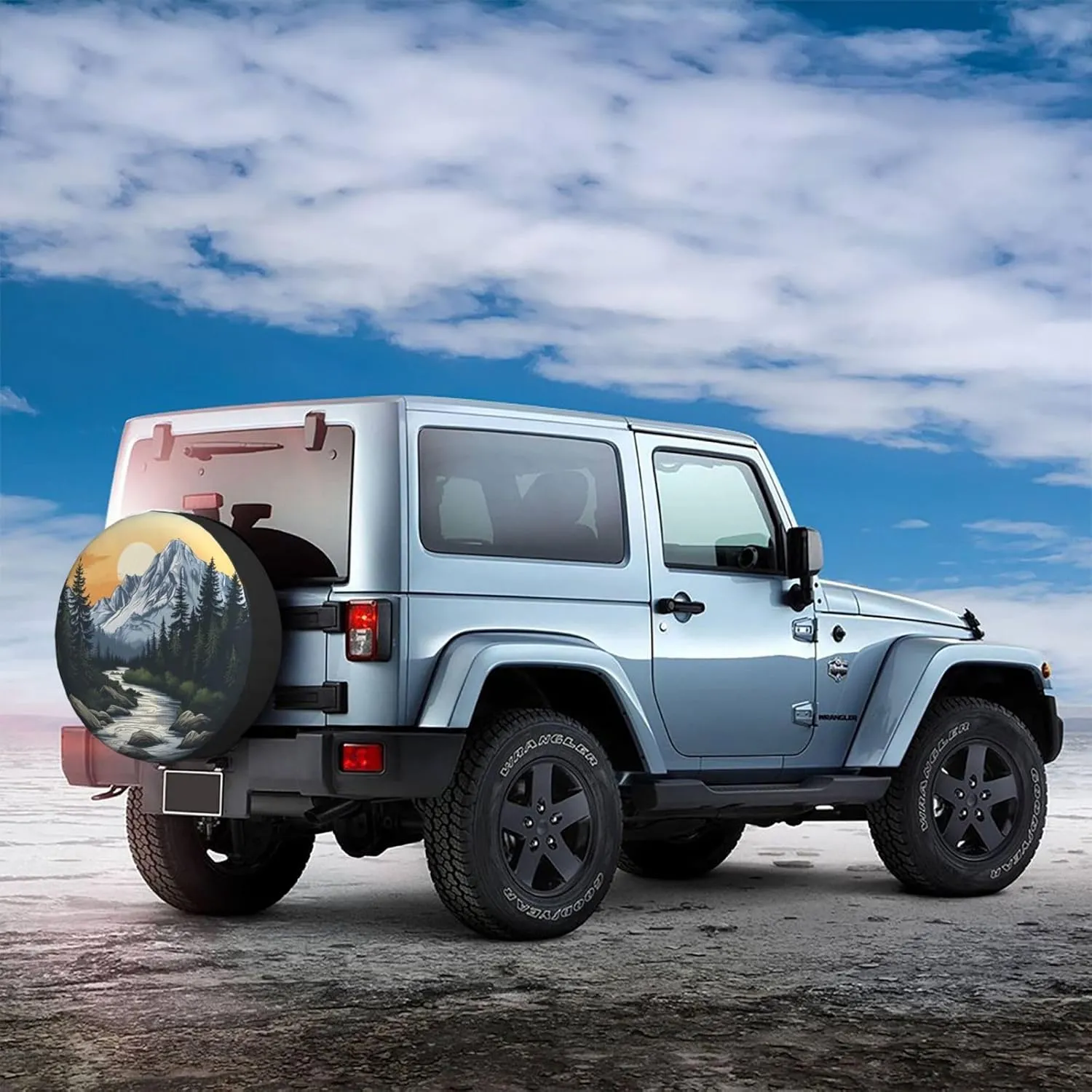 Spare Tire Cover Mountains Nature Sunset Scenery Wheel Covers Weatherproof Universal Wheel Protectors for Rv SUV Camper Travel Trailer 17 Inch