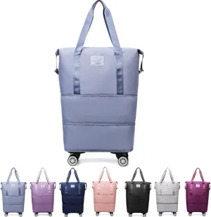 Sparkhomez Travel Bag with Wheels, 2025 New Large Capacity Travel Bags, Travel Bag with Wheel Carry on Flight Approved, Wheel-Equipped (light blue)