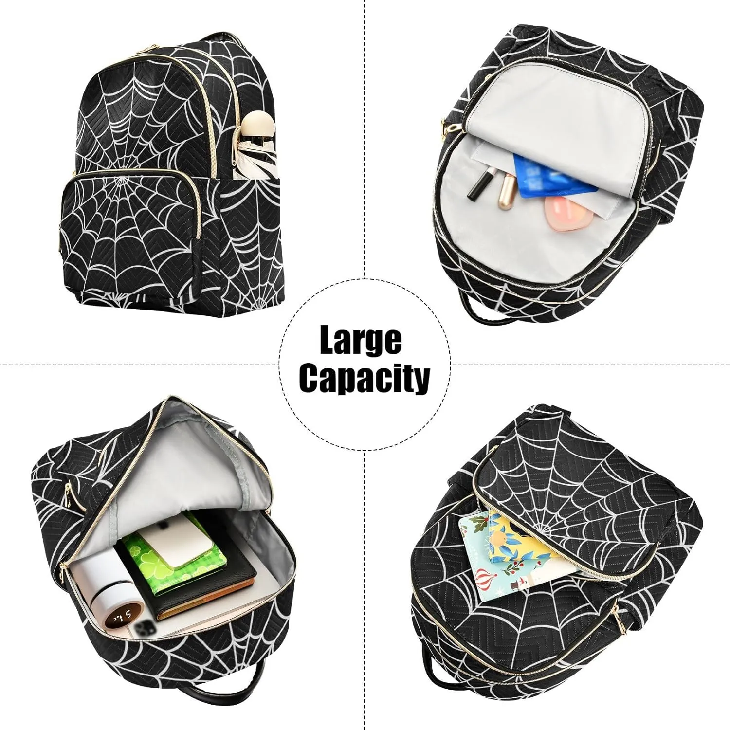 Spider Web Quilted Backpack Purse for Women Fashion Small Backpack Shoulder Bag Travel Casual Daypack