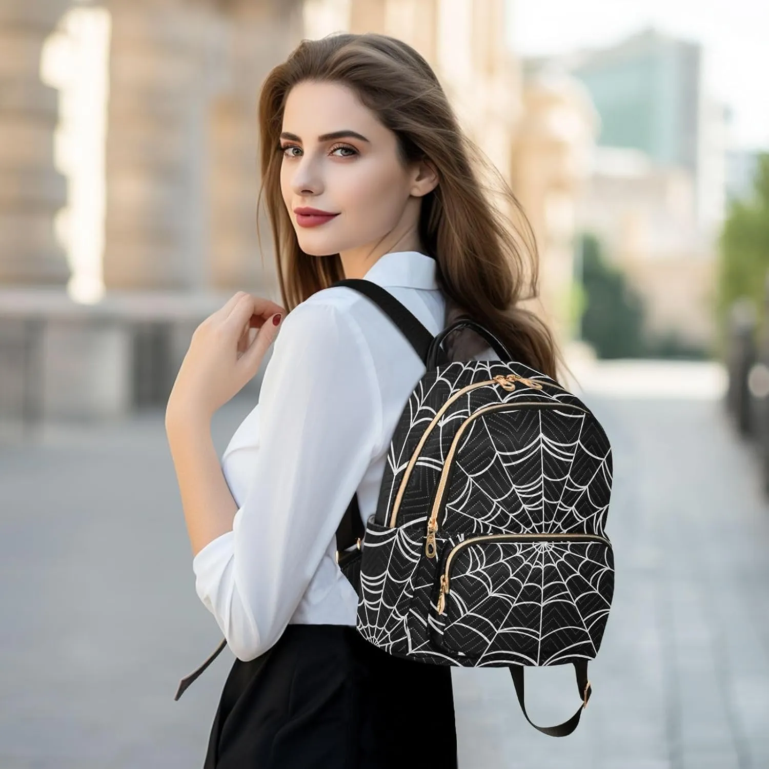 Spider Web Quilted Backpack Purse for Women Fashion Small Backpack Shoulder Bag Travel Casual Daypack