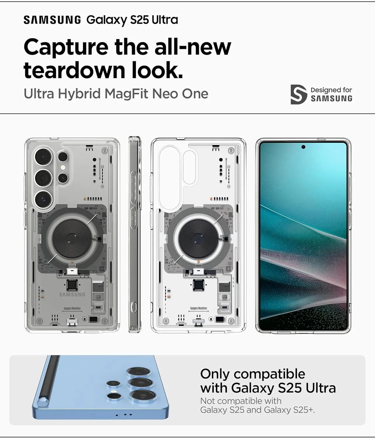 Spigen Ultra Hybrid MagFit Designed for Galaxy S25 Ultra Case [Qi2 Certified/Magnet for Galaxy] (2025) - Neo One