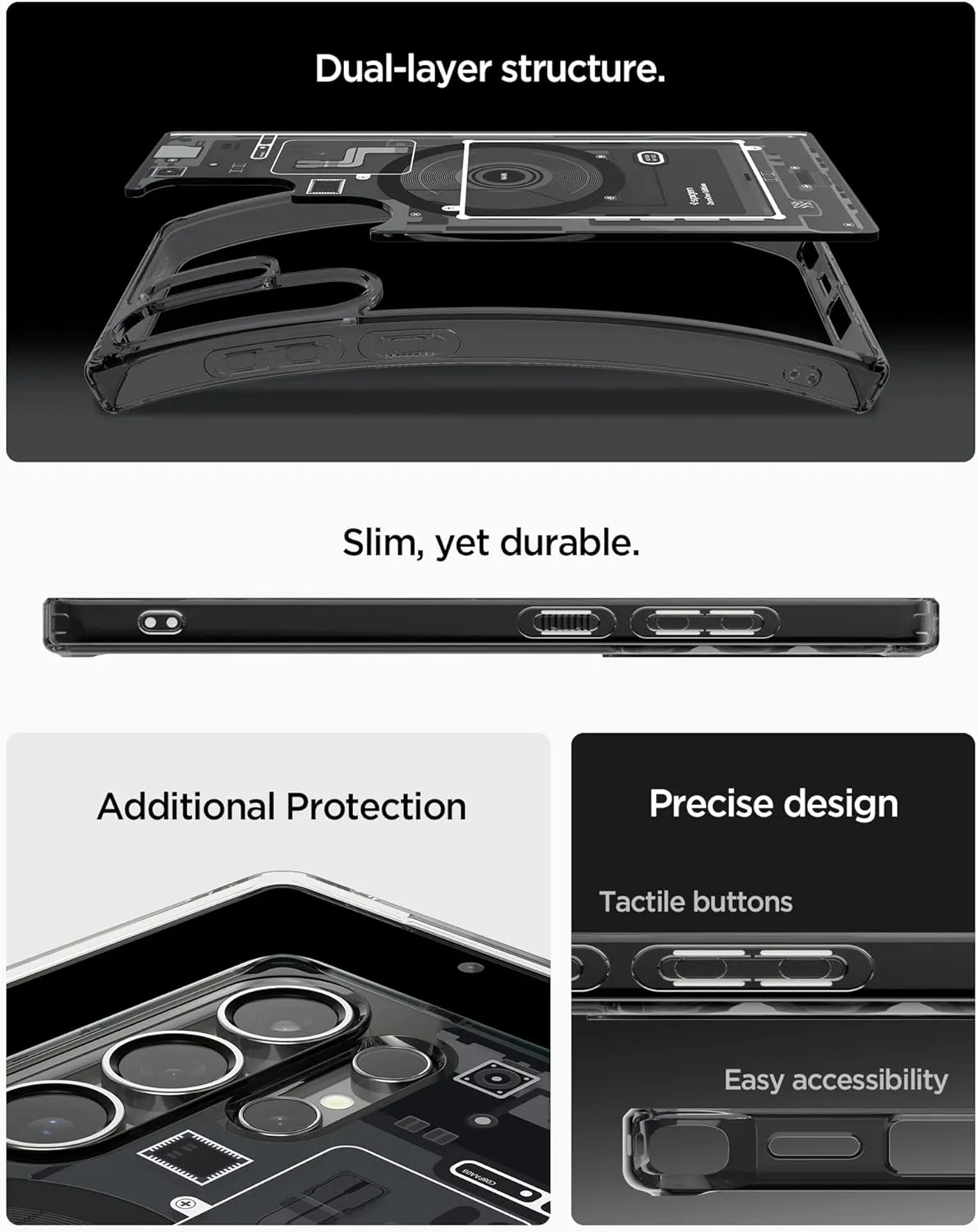 Spigen Ultra Hybrid MagFit Designed for Galaxy S25 Ultra Case [Qi2 Certified/Magnet for Galaxy] (2025) - Zero One Black